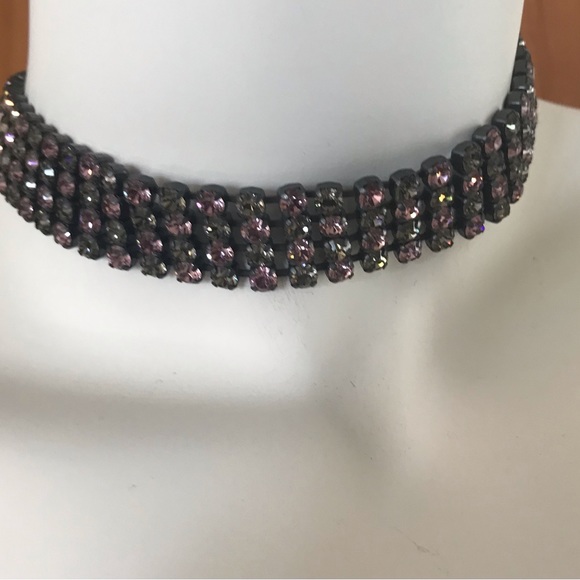 Atlantis Pink & Gray Swarovski Crystal Choker Necklace NEW - Picture 4 of 6